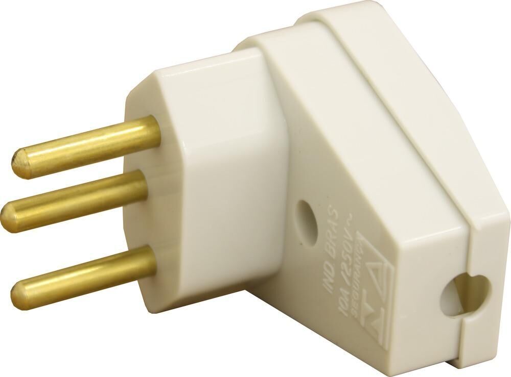 Plugue 90° lateral 10A 250V sobrepor Fame