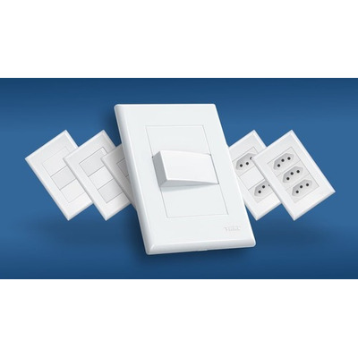 Encontraproduto.com.br - Interruptor Simples Fame 16A/250W Com Tomada Dupla 2P+T10A/250W Evidence Branco 3533 (MP)