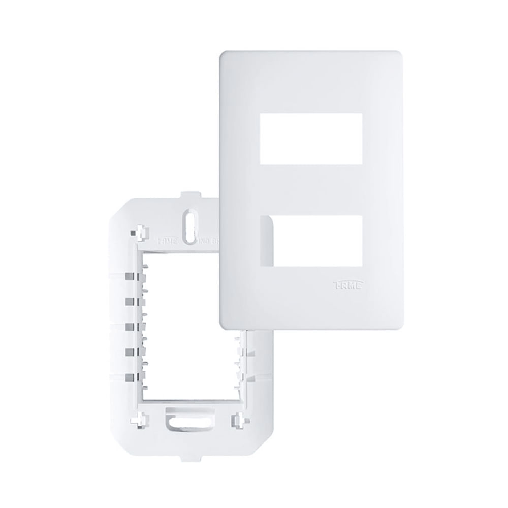 Encontraproduto.com.br - Placa com Suporte Fame Habitat 4x2 para 2 Módulos Horizontais Distanciados Branco