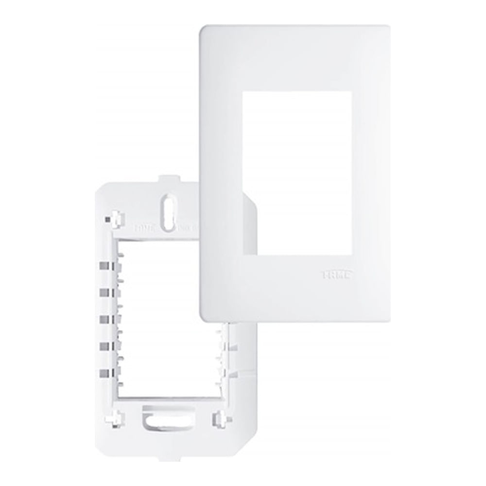 Encontraproduto.com.br - Placa com Suporte Fame Habitat 4x2 para 3 Módulos Horizontais Branco