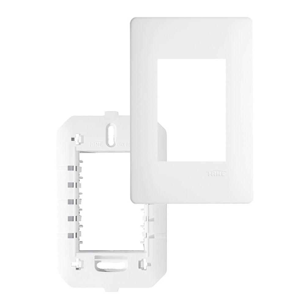 Encontraproduto.com.br - Placa com Suporte Fame Habitat 4x2 para 3 Módulos Horizontais Branco