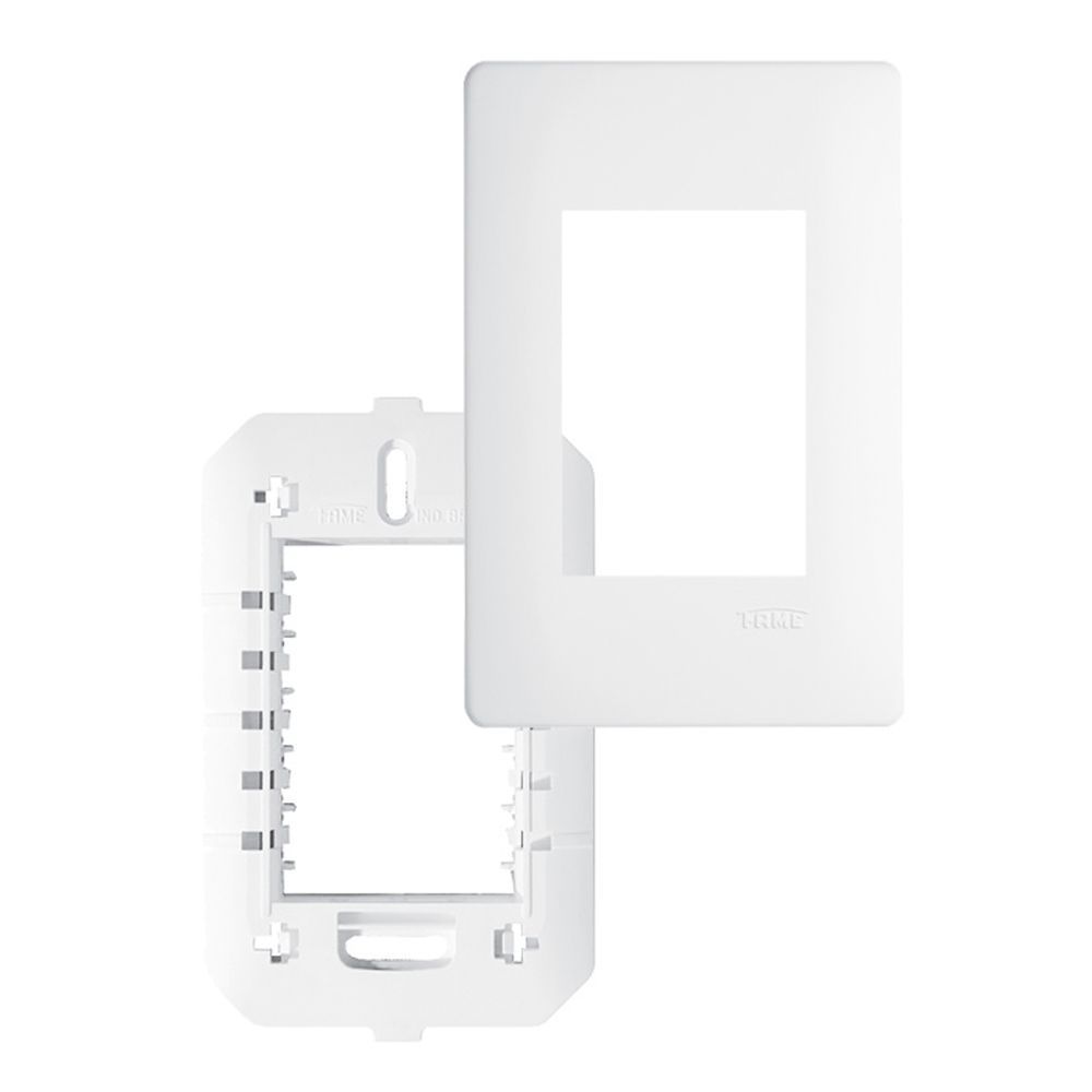 Encontraproduto.com.br - Placa com Suporte Fame Habitat 4x2 para 3 Módulos Horizontais Branco