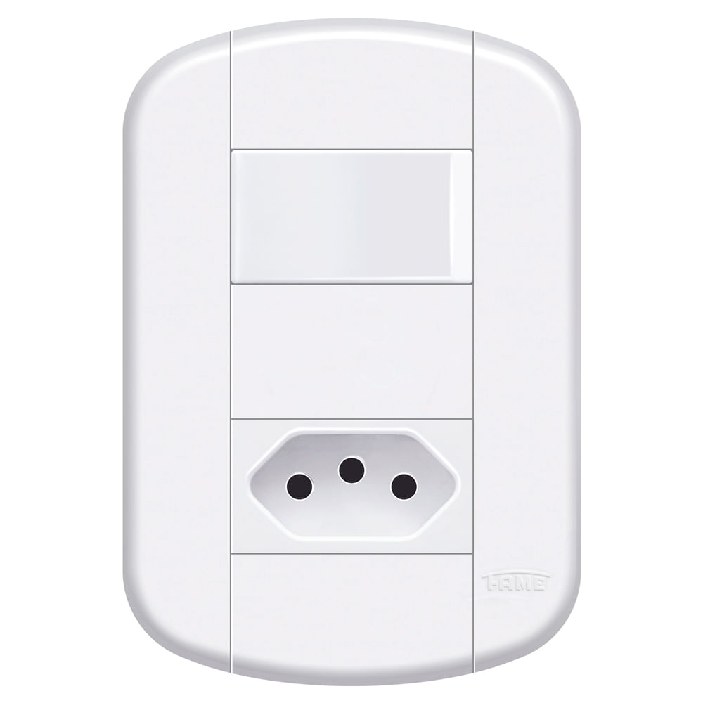 Encontraproduto.com.br - Interruptor Simples Modular de Embutir 16A 250V e Tomada Modular de Embutir 2P+T 10A 250V Blanc Mais - Fame.