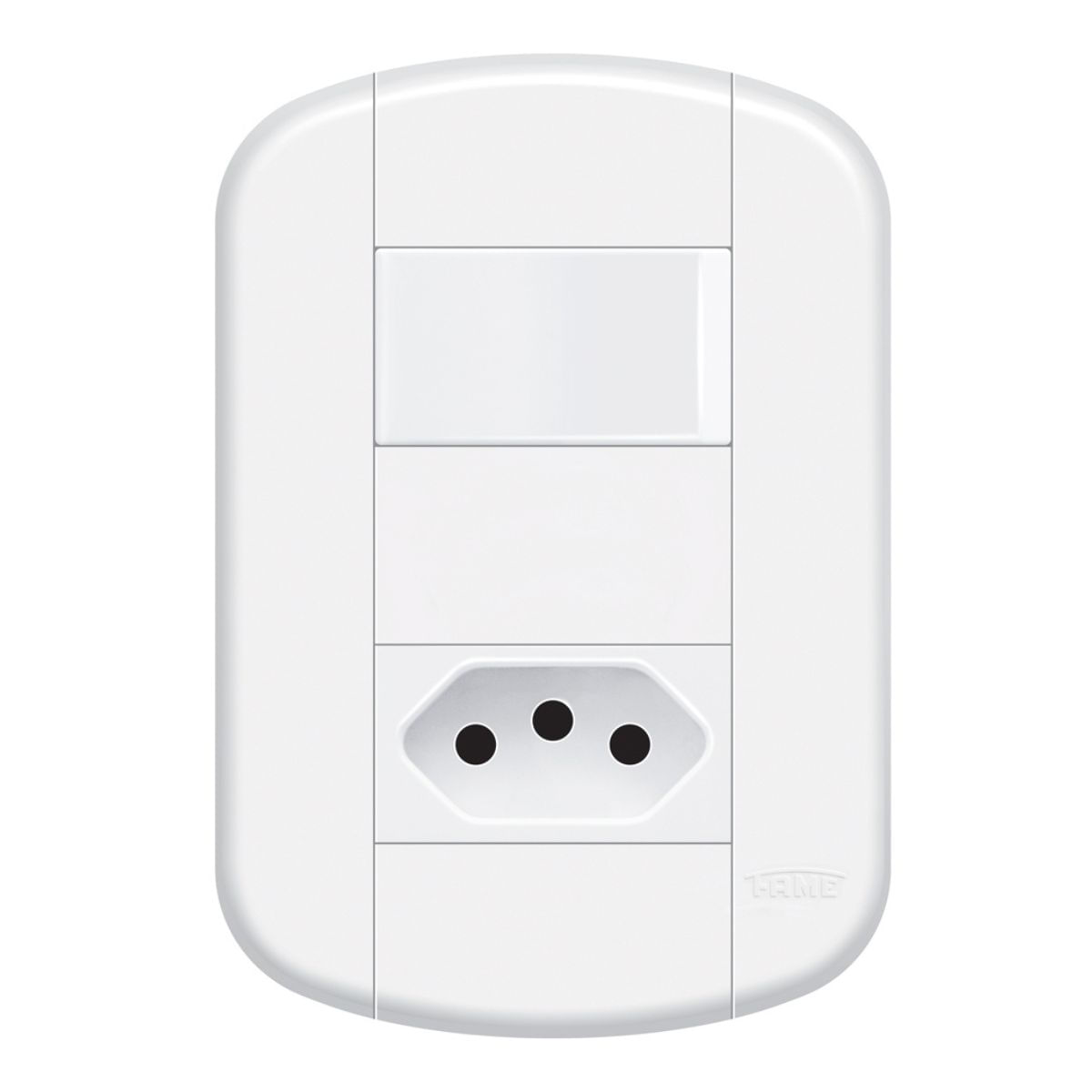 Encontraproduto.com.br - Interruptor Simples Modular de Embutir 16A 250V e Tomada Modular de Embutir 2P+T 20A 250V Blanc Mais - Fame.