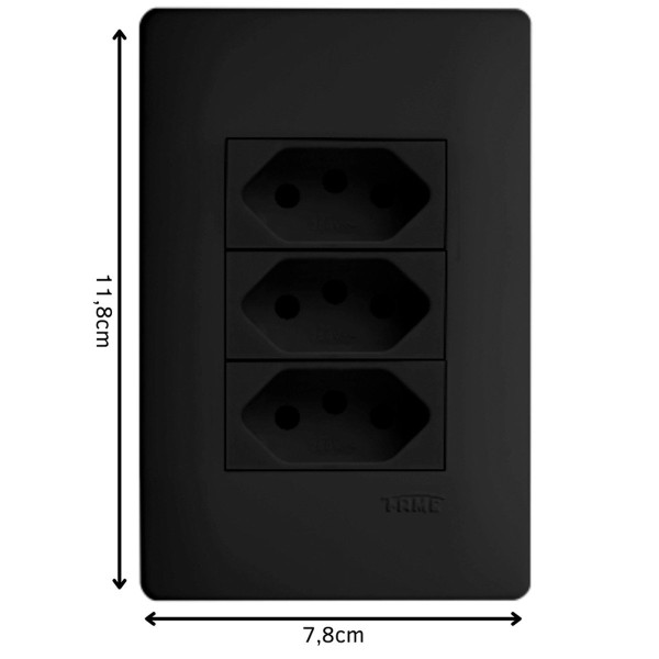 Encontraproduto.com.br - Tomada Tripla Fame Habitat Black 2P+T 20A com Placa 4x2 Preta
