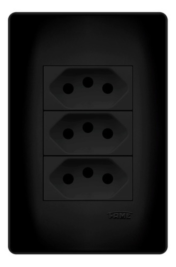 Encontraproduto.com.br - Tomada Tripla Fame Habitat Black 2P+T 20A com Placa 4x2 Preta