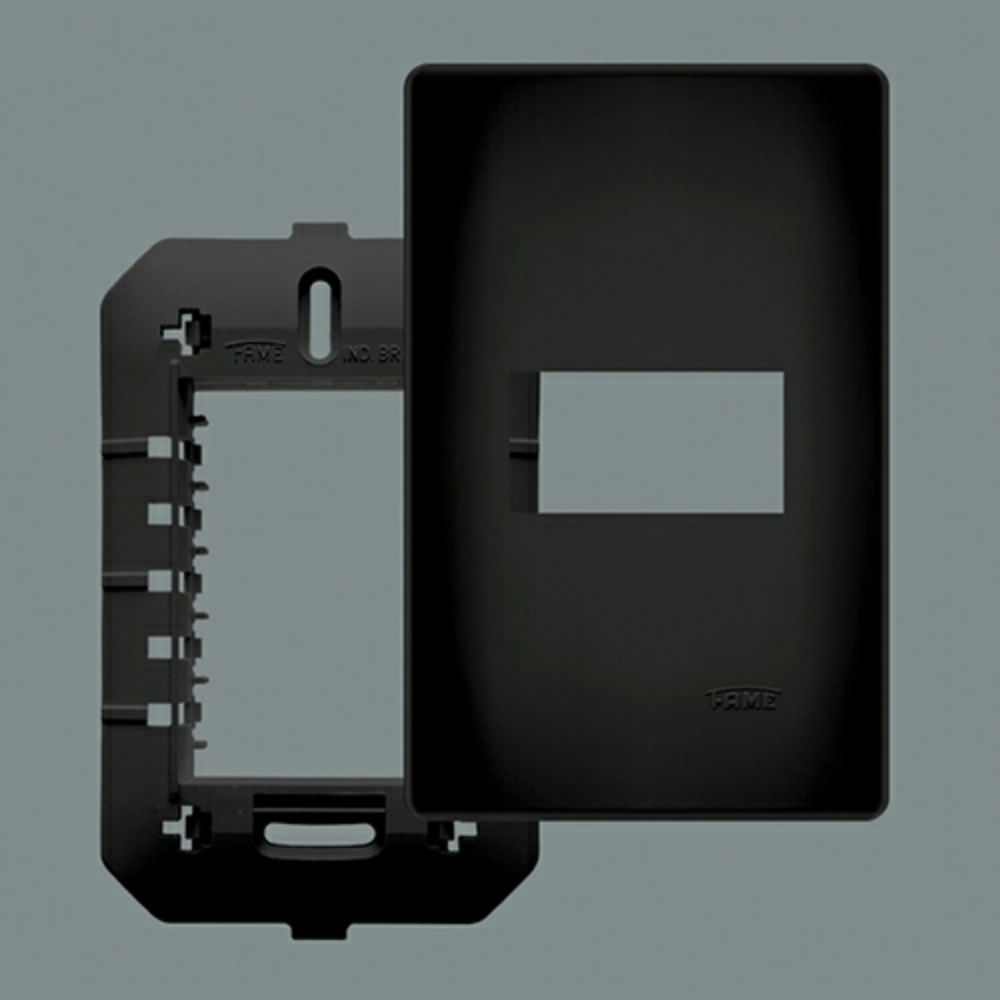 Encontraproduto.com.br - Placa com Suporte Fame Habitat Black 4x2 para Módulo Horizontal Preto
