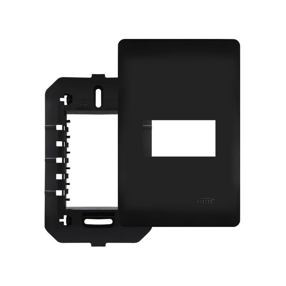 Encontraproduto.com.br - Placa com Suporte Fame Habitat Black 4x2 para Módulo Horizontal Preto