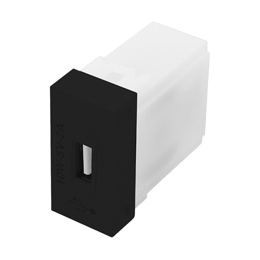 Módulo Tomada USB Fame Habitat Black 15W Preto