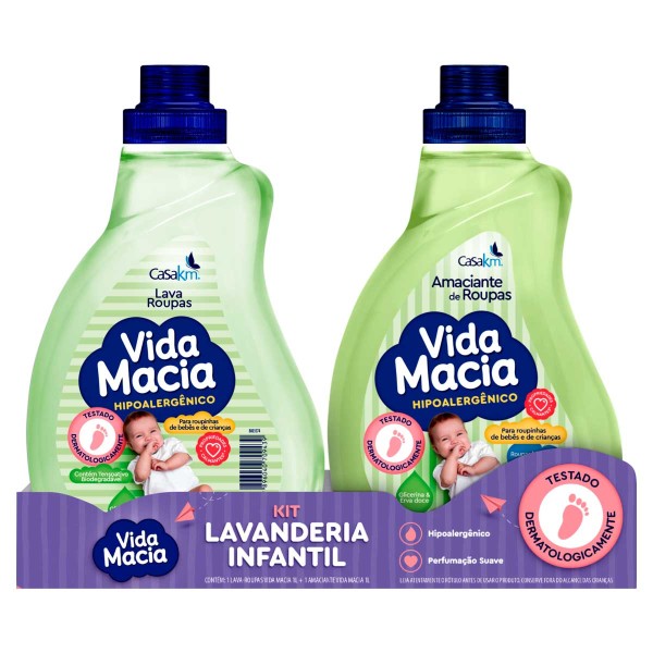 Encontraproduto.com.br - Conjunto Lava-roupas Líquido Vida Macia Glicerina & Erva Doce 1 Litro + Amaciante 1 Litro