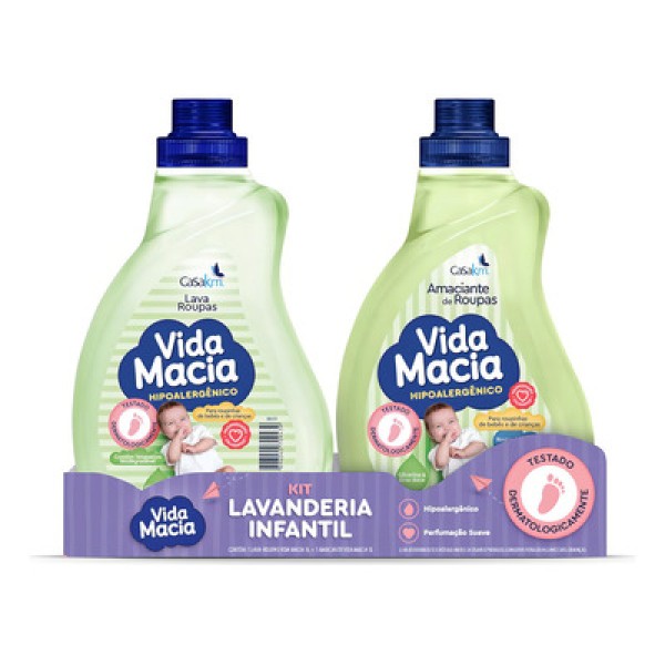 Encontraproduto.com.br - Conjunto Lava-roupas Líquido Vida Macia Glicerina & Erva Doce 1 Litro + Amaciante 1 Litro
