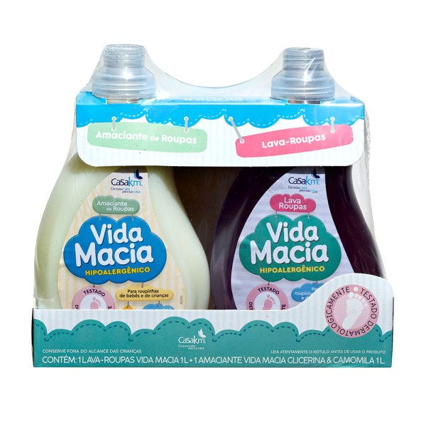 Encontraproduto.com.br - Conjunto Lava-roupas Líquido Vida Macia Glicerina & Erva Doce 1 Litro + Amaciante 1 Litro