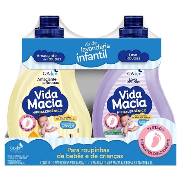 Encontraproduto.com.br - Conjunto Lava-roupas Líquido Vida Macia Glicerina & Erva Doce 1 Litro + Amaciante 1 Litro