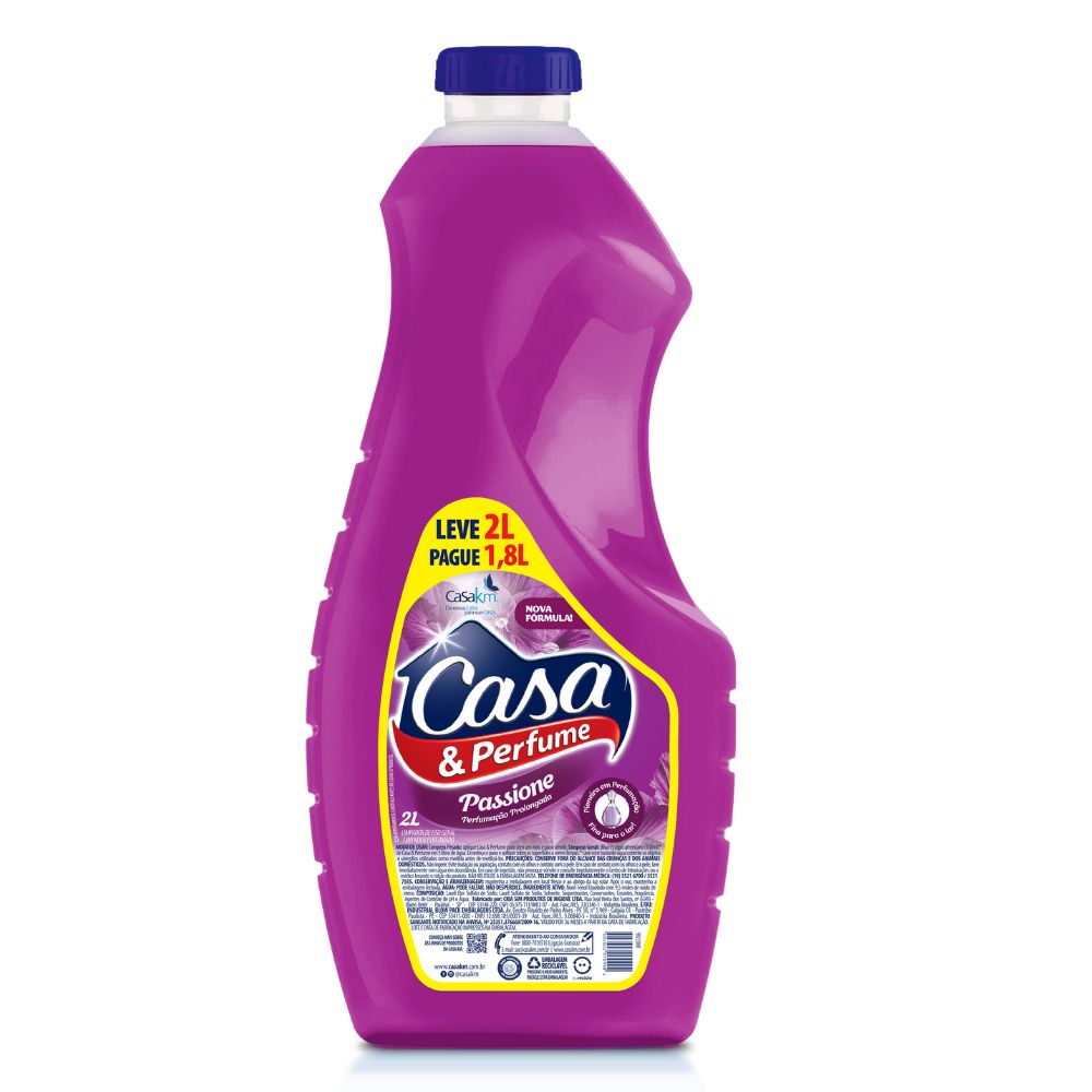 Limpador Perfumado Casa E Perfume Passione Leve 2L Pague 1,8L