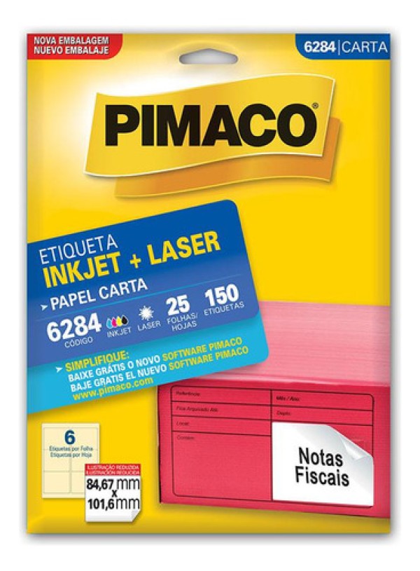 Etiqueta Inkjet/laser Carta 6284 Com 25 Folhas Pimaco