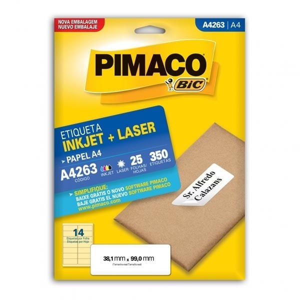 Encontraproduto.com.br - ETIQUETA INKJET / LASER R. A4263 (38,1X99MM)