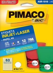 Etiqueta Inkjet/Laser A5 R1919 19mm Redonda 756 Unidades Pimaco