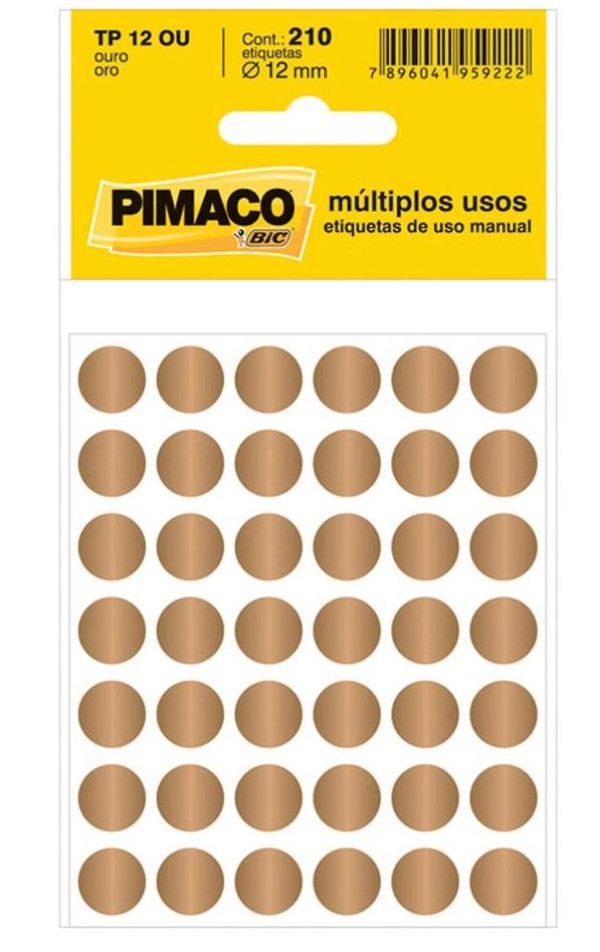 Encontraproduto.com.br - Etiqueta Colorida Tp12 Ouro 210 Un - Pimaco
