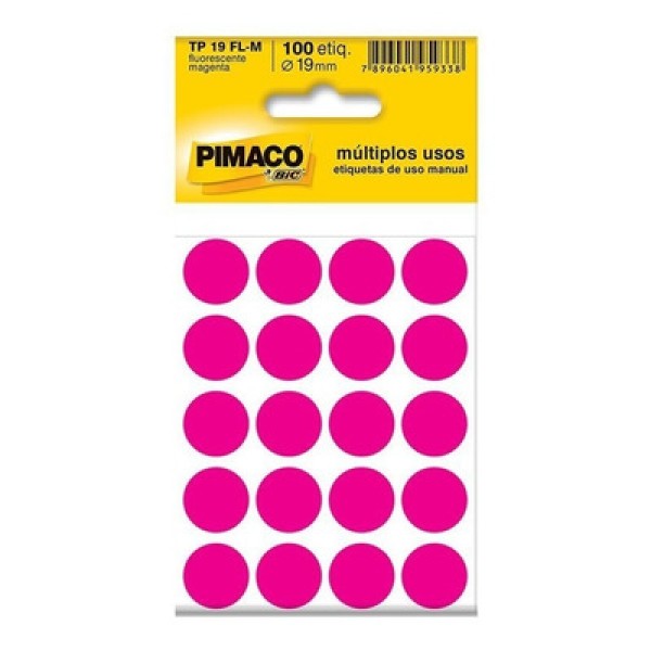 Encontraproduto.com.br - Etiqueta Colorida Tp19 Magenta 100 Un - Pimaco