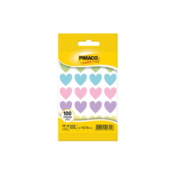 Etiqueta Coração 18,79 mm contém 100 Etiq Pastel - Pimaco