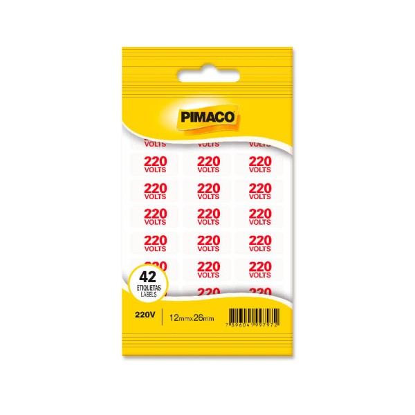 Encontraproduto.com.br - Etiqueta Retangular Sinalização 220V Vermelha C/42 12x26mm - Pimaco