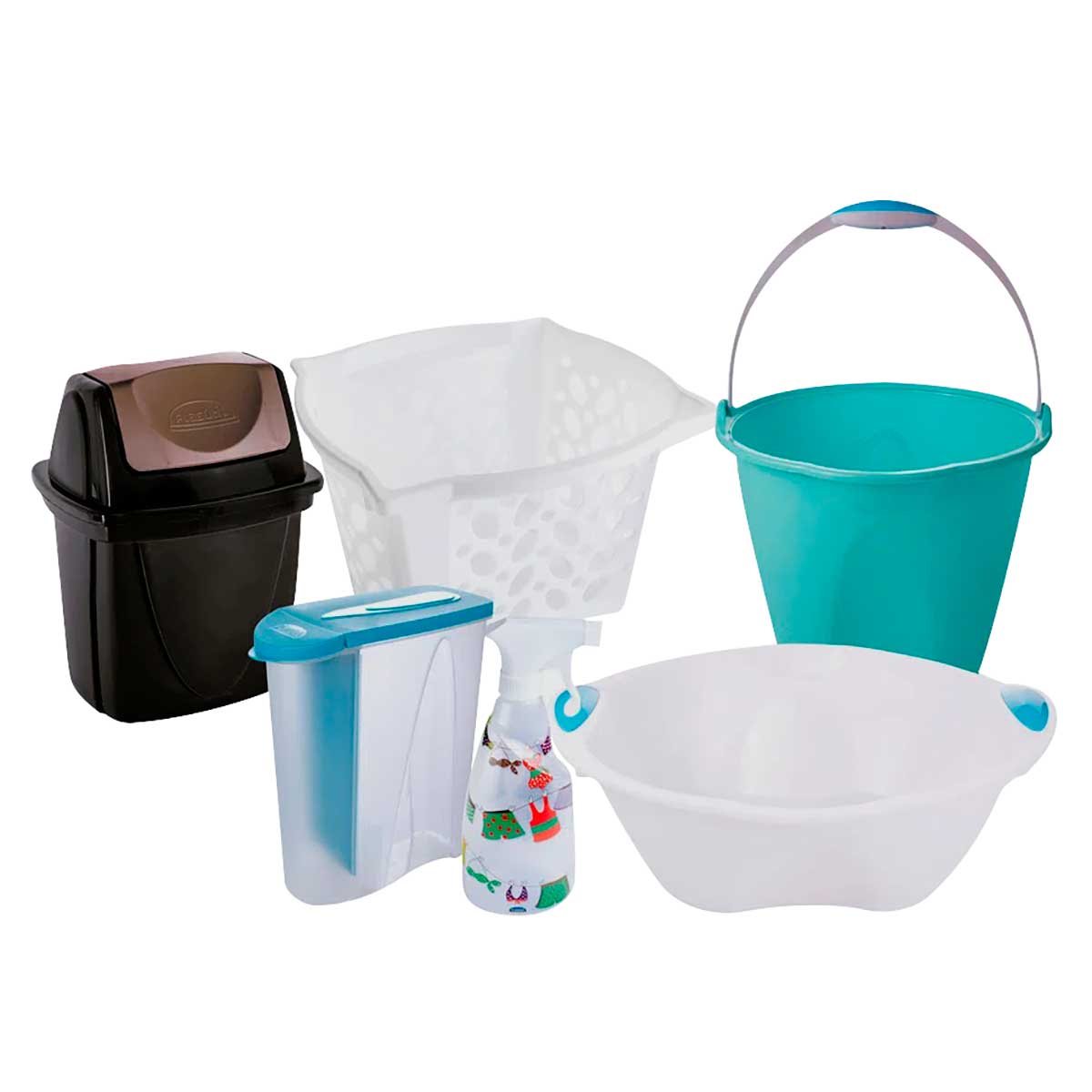 Encontraproduto.com.br - Kit Lavanderia Balde 8l E Bacia 6l Plasútil