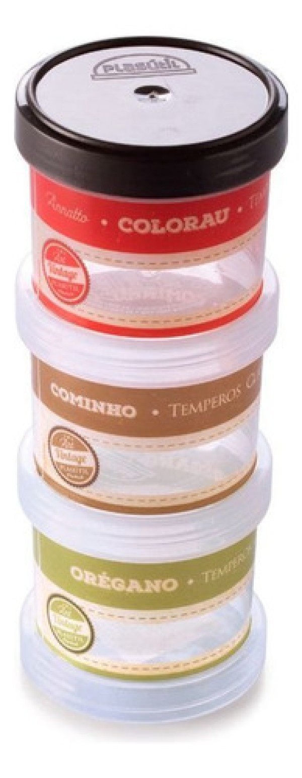 Encontraproduto.com.br - Porta Condimentos Rosca 3 Peças 01 Plasútil