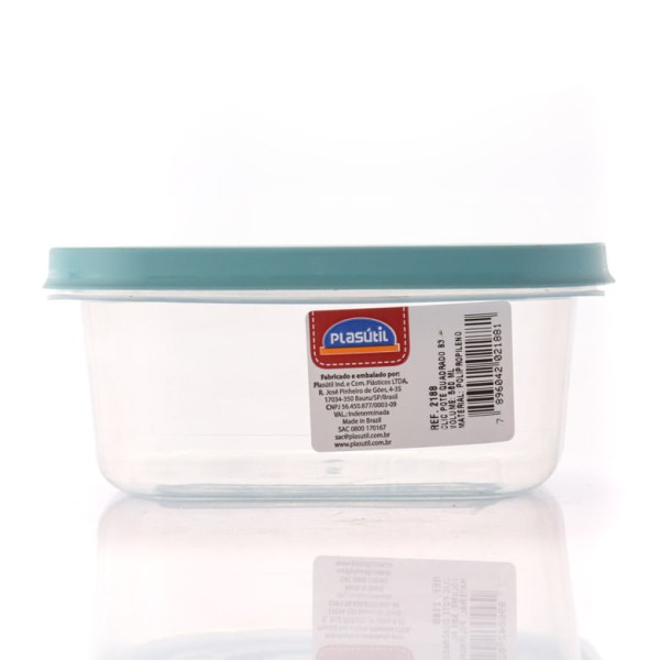 Encontraproduto.com.br - Pote Plástico Quadrado Clic 580Ml - 2188 - Plasutil