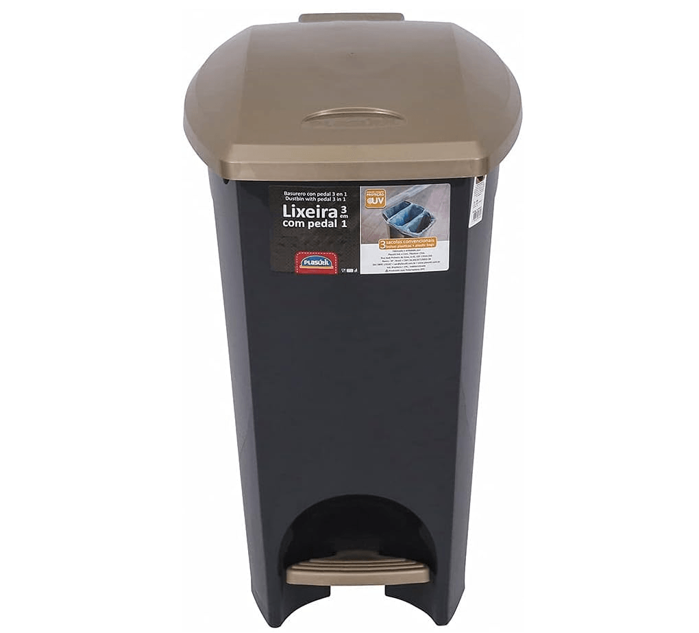 Encontraproduto.com.br - Lixeira 3 em 1 com Pedal Ouro Velho Plasútil