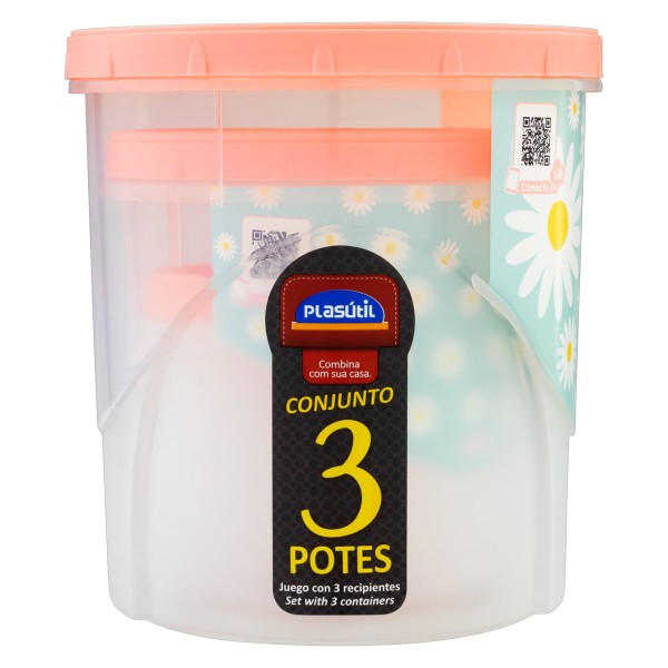 Encontraproduto.com.br - Conjunto Porta Mantimentos Plasútil Rosca 3.5 Litros c/ 3 Peças