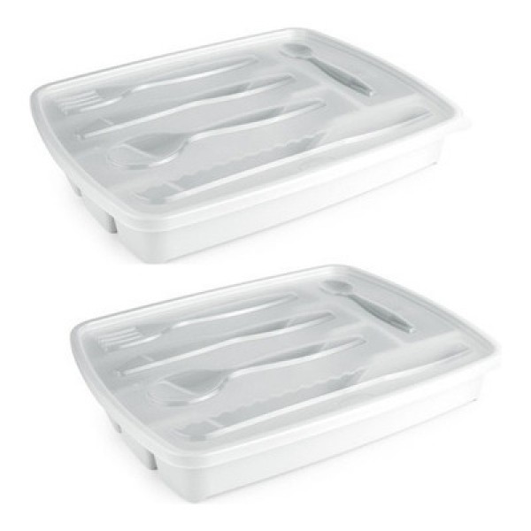 Encontraproduto.com.br - Porta Talheres Plasutil Com Tampa Ludico 5 Divisórias