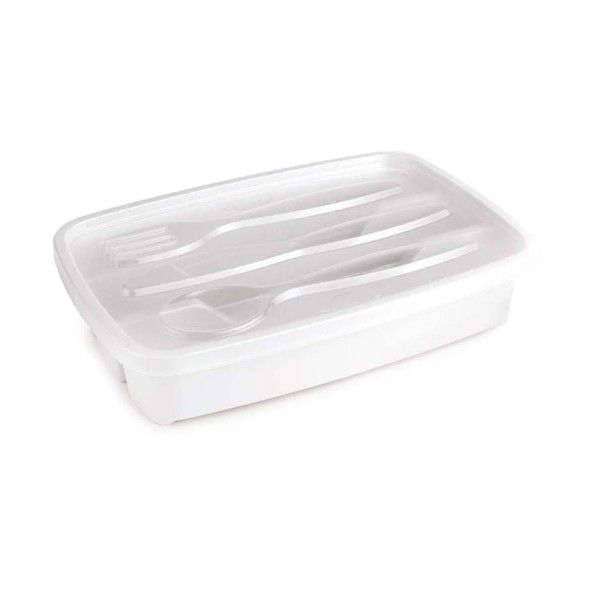 Encontraproduto.com.br - Porta Talher Plástico com Tampa 1,3L - 4891 - Plasutil