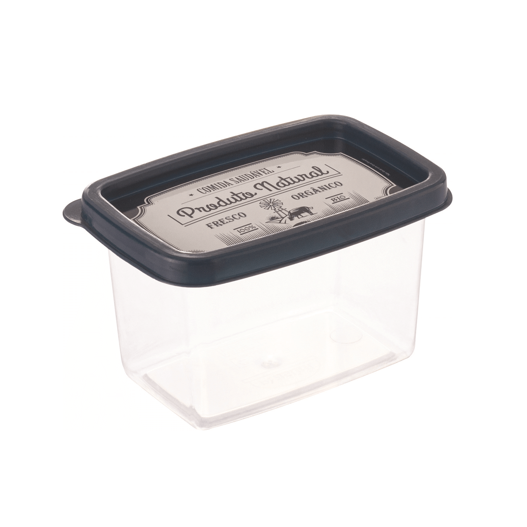Pote Plástico Retangular Clic Decorado 430Ml - 5664 - Plasutil