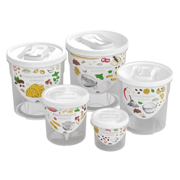 Conjunto De Potes Para Mantimentos Com 5 Peças