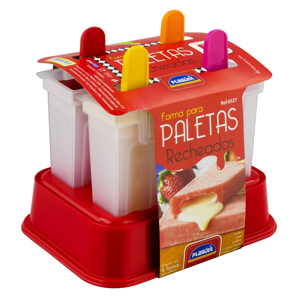 Encontraproduto.com.br - Forma Picole Plasútil Paleta 4unidades