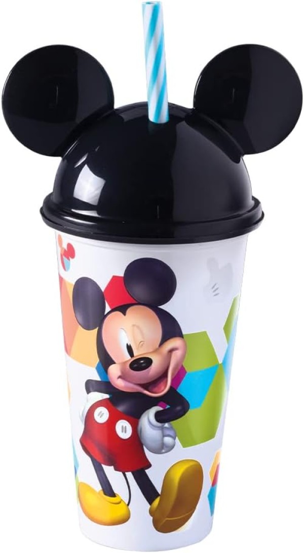 Encontraproduto.com.br - Copo Shake Plasútil c/ Canudo e Orelhas Mickey Mouse 500ml