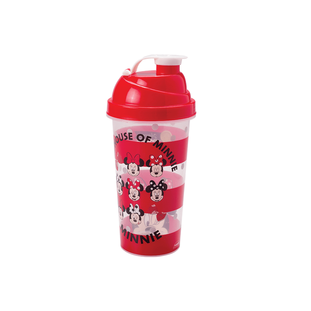 Encontraproduto.com.br - Shakeira Plástica com Tampa Rosca e Misturador 580Ml Minnie - 6901 - Plasutil