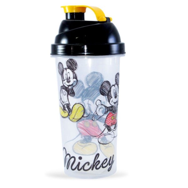 Encontraproduto.com.br - Shakeira Plástica com Tampa Rosca e Misturador 580Ml Mickey - 6902 - Plasutil