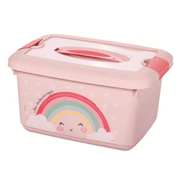 Encontraproduto.com.br - Caixa Organizadora Rosa 5.2l Com Alça Plasútil