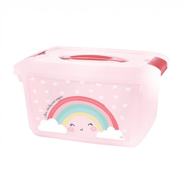 Encontraproduto.com.br - Caixa Organizadora Rosa 5.2l Com Alça Plasútil