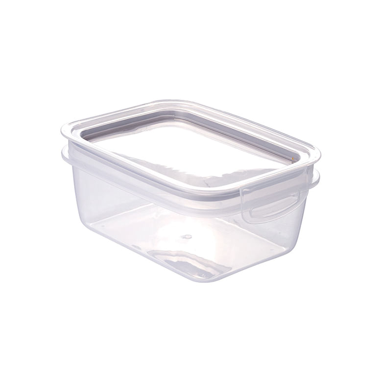 Encontraproduto.com.br - Pote Plástico Retangular Hermético Trava Mais 910Ml Cinza - 7827 - Plasutil