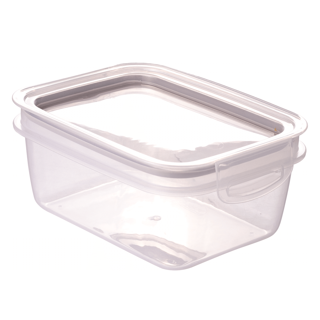 Encontraproduto.com.br - Pote Plástico Retangular Hermético Trava Mais 910Ml Cinza - 7827 - Plasutil