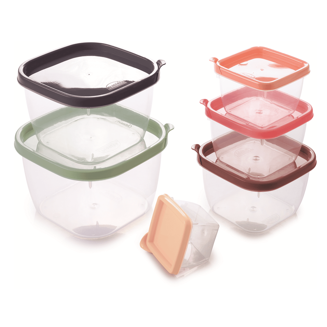 Encontraproduto.com.br - Kit 6 Potes Quadrado Sortido Conect - Plasutil