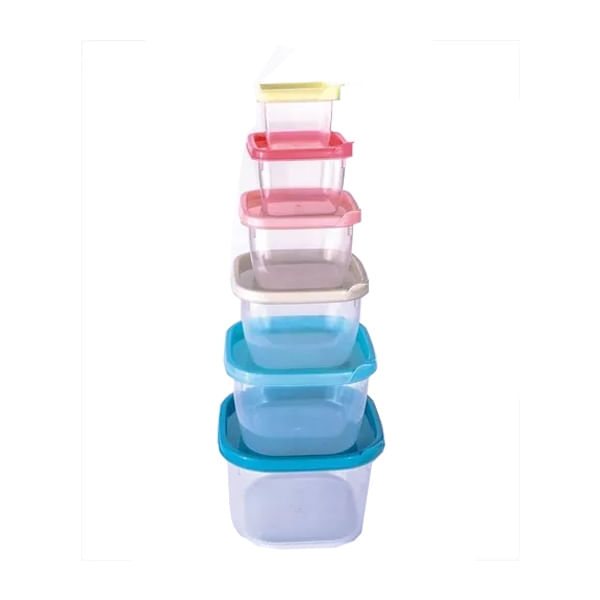 Encontraproduto.com.br - Kit 6 Potes Quadrado Sortido Conect - Plasutil