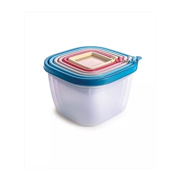 Encontraproduto.com.br - Kit 6 Potes Quadrado Sortido Conect - Plasutil