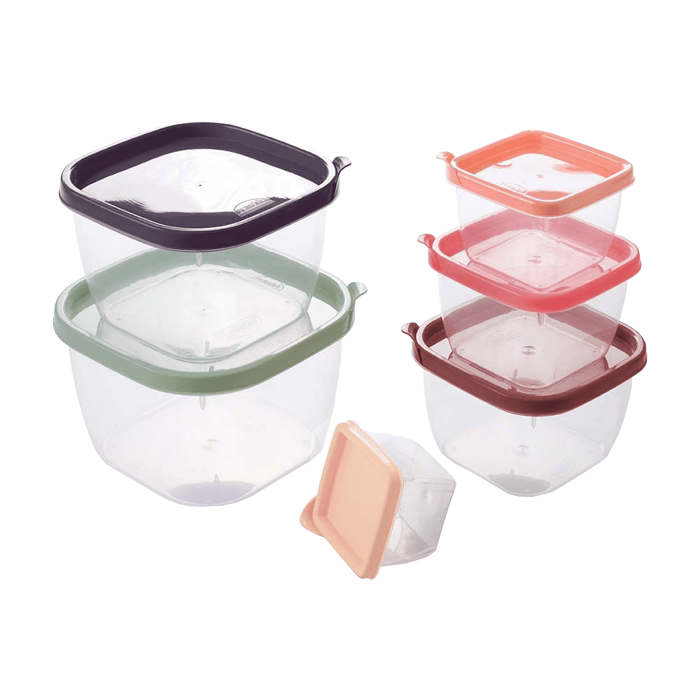 Encontraproduto.com.br - Kit 6 Potes Quadrado Sortido Conect - Plasutil