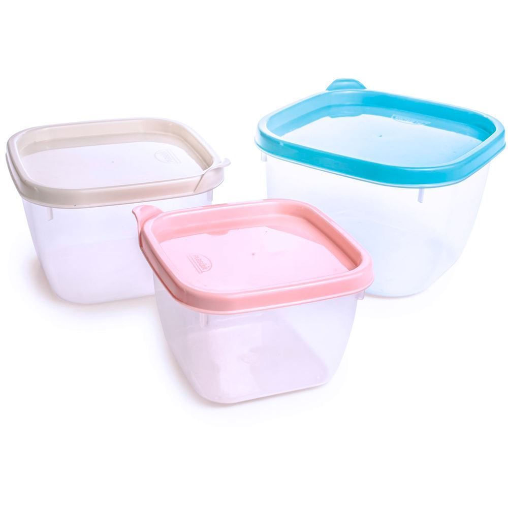 Encontraproduto.com.br - Kit 3 Potes Quadrados Sort 1,1 Plasutil