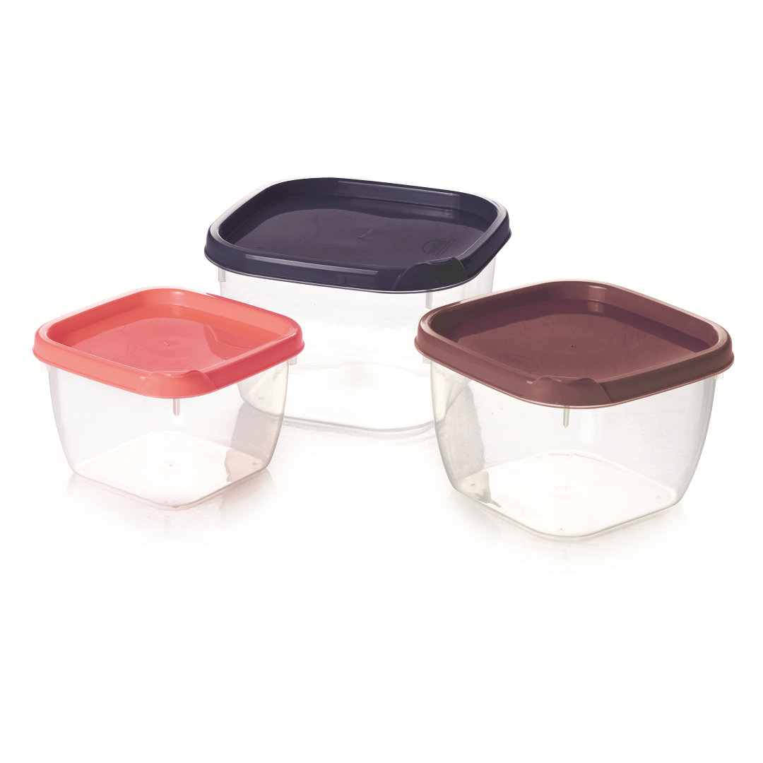 Encontraproduto.com.br - Kit 3 Potes Quadrados Sort 1,1 Plasutil