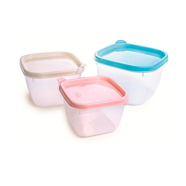 Encontraproduto.com.br - Kit 3 Potes Quadrados Sort 1,1 Plasutil