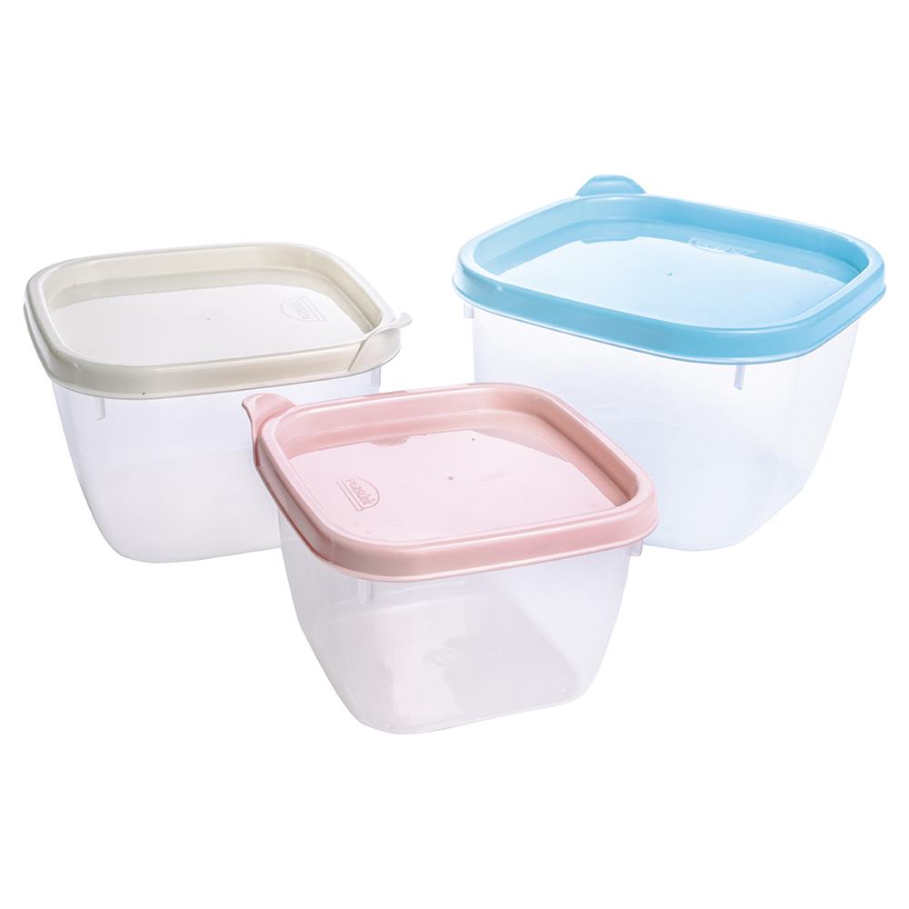 Encontraproduto.com.br - Kit 3 Potes Quadrados Sort 1,1 Plasutil